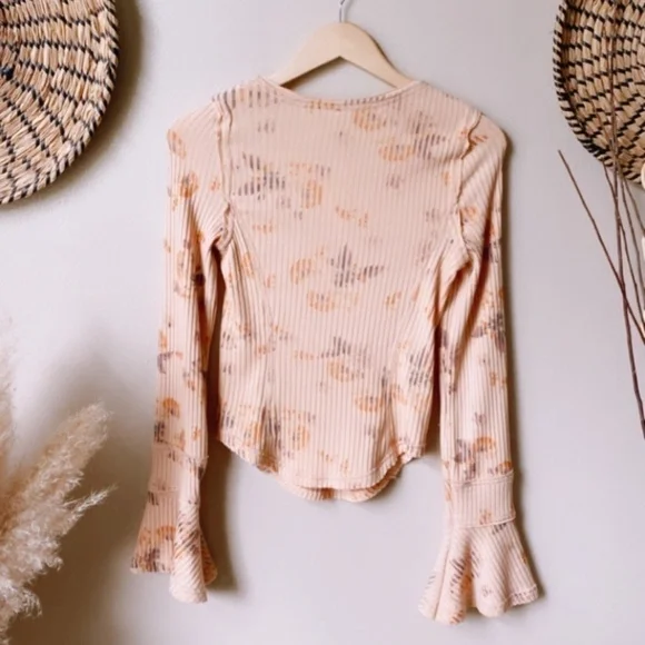 Free People Layer Me Henley Long Sleeve Top in Peach Size XS - Picture 5 of 11